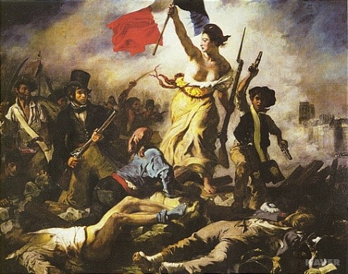 <그림 1> 들라크루아의 <민중을 이끄는 자유의 여신>(1830), 유화, 260 x 325cm, 파리 루브르박물관