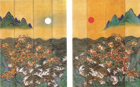 〈일월선도도(日月仙桃圖)〉