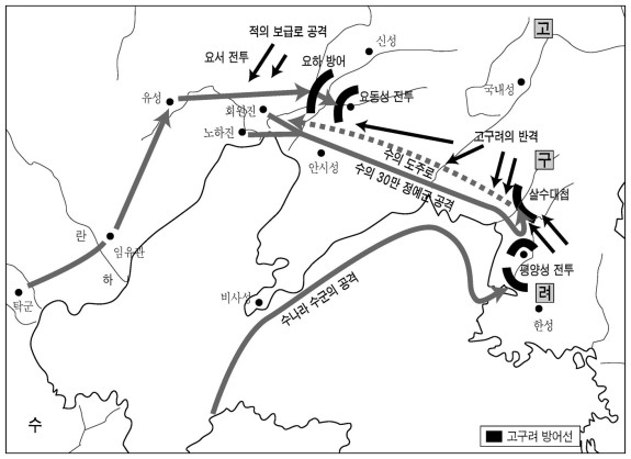 고구려와 수나라의 살수대첩 상황도