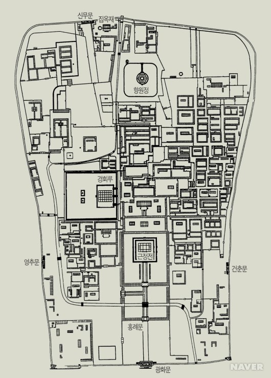 〈북궐도형〉의 경복궁 배치도