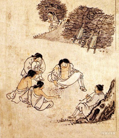 김홍도의 '고누놀이'