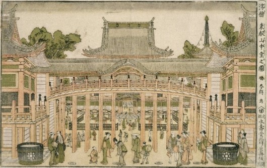 18세기 도쿄 우에노 도에이잔 풍경, 가츠시카 호쿠사이(葛飾北斎) 작. 